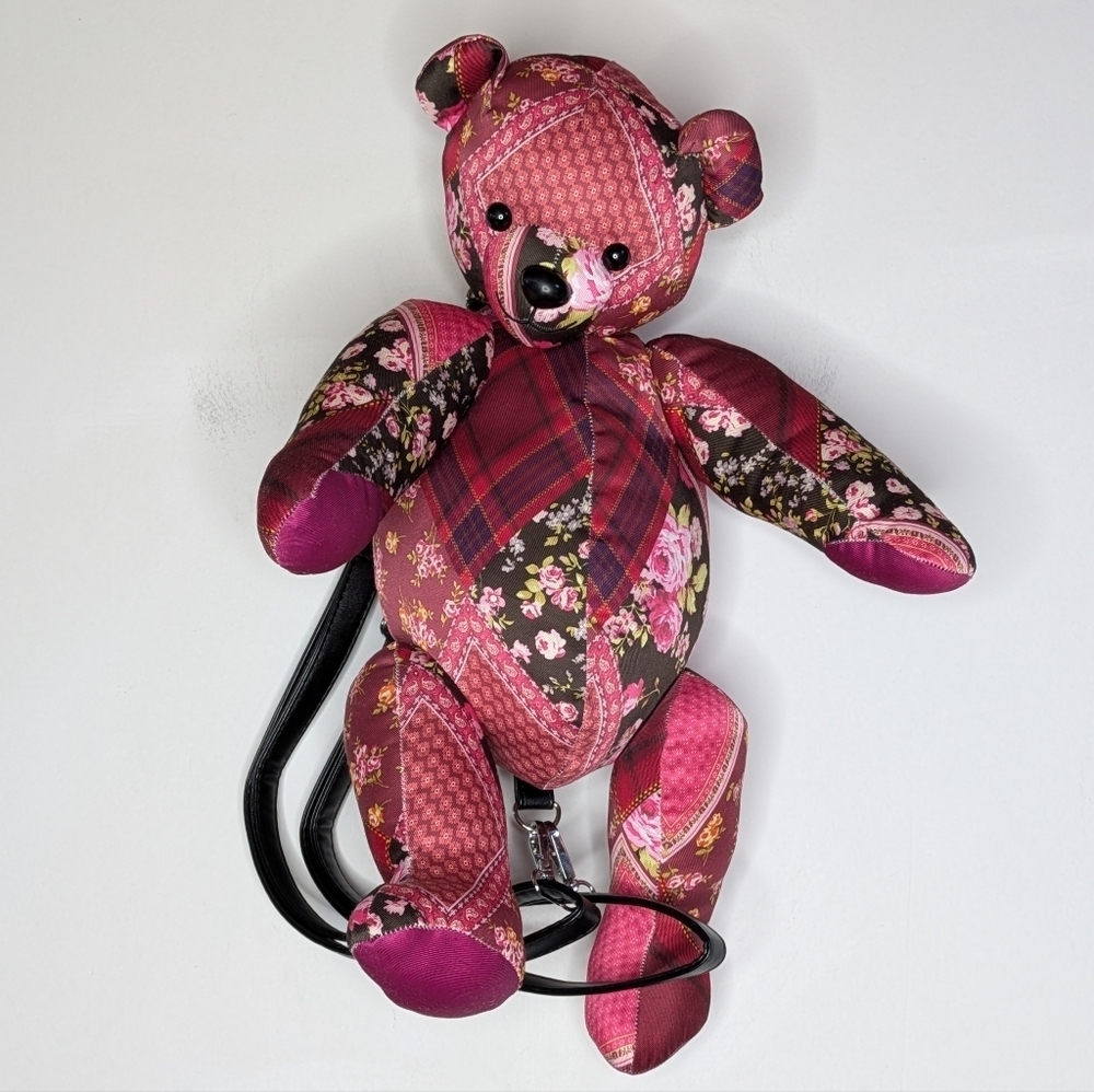 Delia's X Dolls Kill Pink Floral Patchwork Teddy Bear Backpack Purse